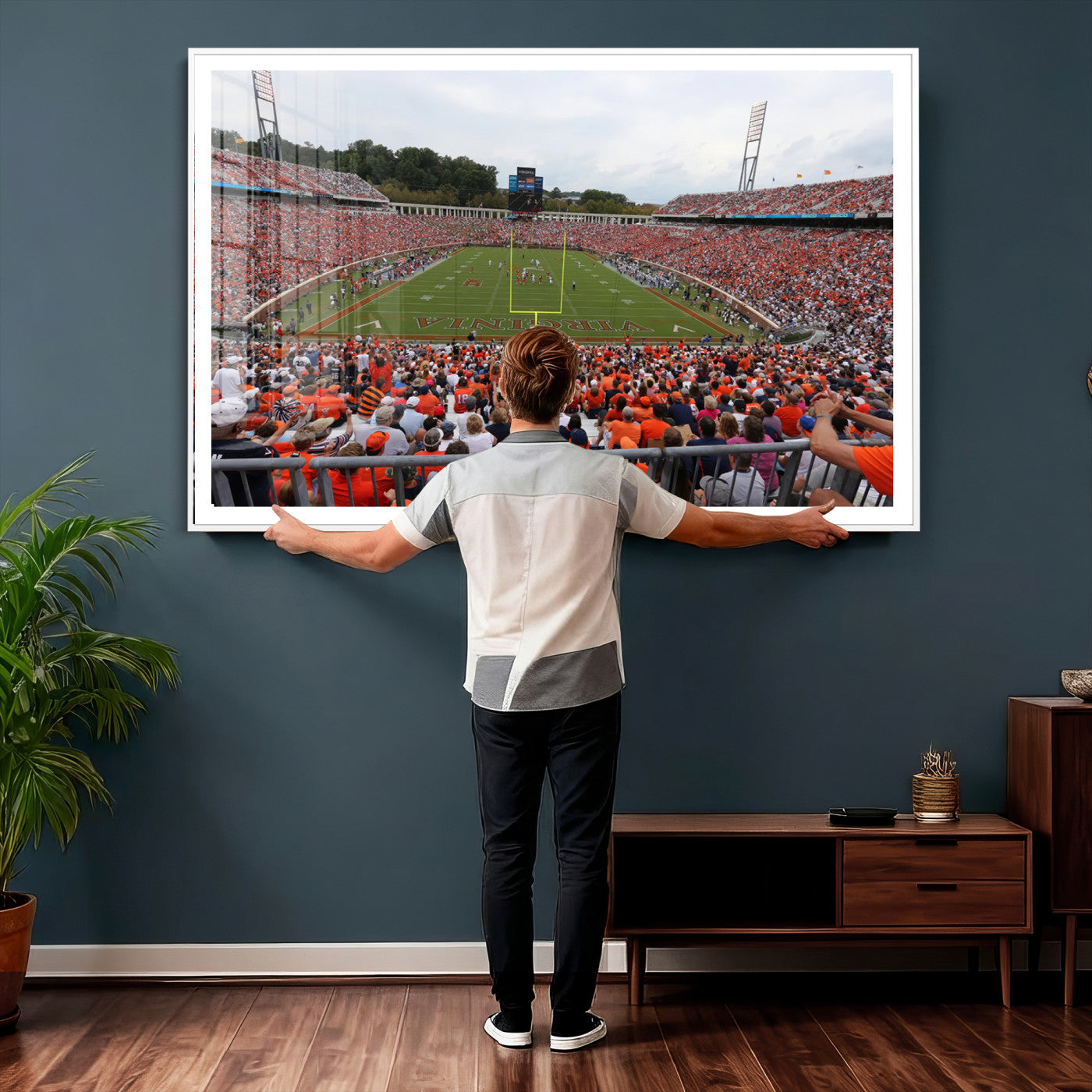 63606-MGV-CV-36X24 - Virginia Cavaliers Football Team Print - Charlottesville Scott Stadium Print Wall Art Canvas