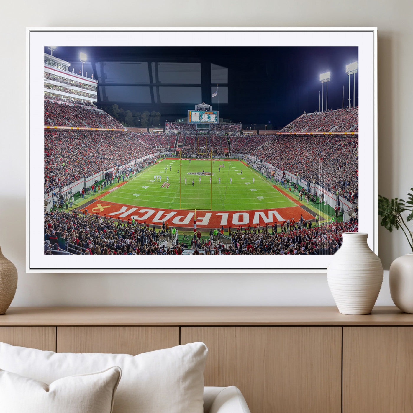 80943-MGV-CV-36X24-Wolfpack Football Team Print - Raleigh Carter-Finley Stadium Wall Art Canvas Print