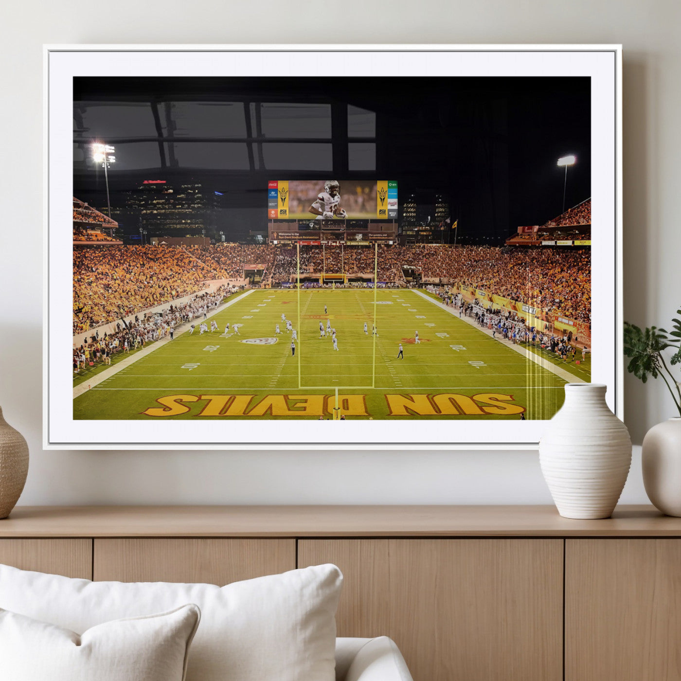 87612-MGV-CV-36X24-ASU Sun Devils Football Team Print - Phoenix Mountain America Stadium Canvas Print