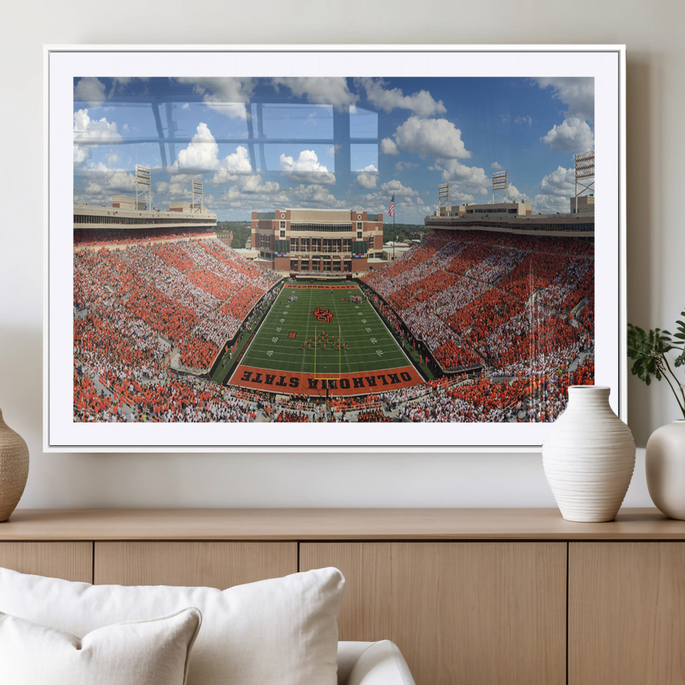 65192-MGV-CV-36X24-Oklahoma State Cowboys Football Team Print - Stillwater Boone Pickens Stadium Wall Art Canvas Print
