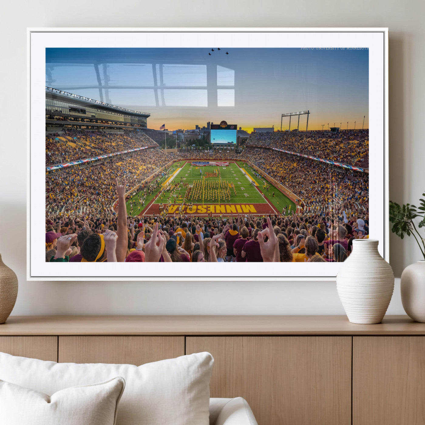 63452-MGV-CV-36X24-University of Minnesota Golden Gophers Football Team Print - Minneapolis Huntington Bank Stadium