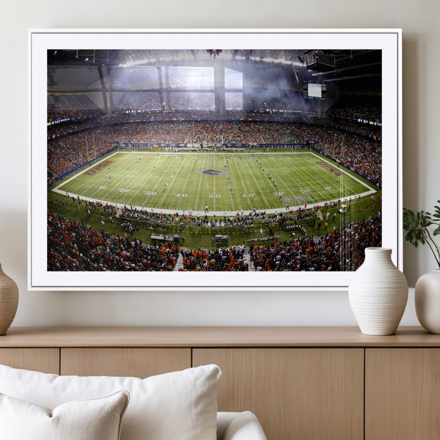 46972-MGC-FP-36x24_White-The University of Texas at San Antonio Roadrunners Football Team Print - San Antonio Alamodome Wall