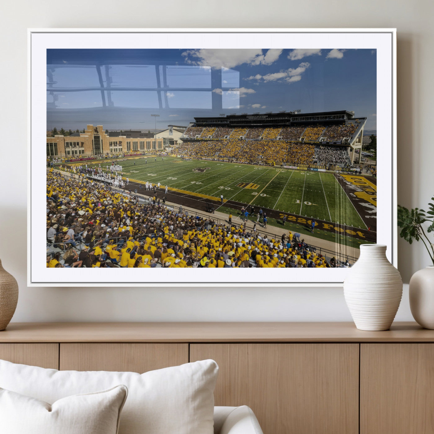 75112-MGV-CV-36X24-University of Wyoming Cowboys Football Team Print - Laramie Jonah Field War Memorial Stadium Wall