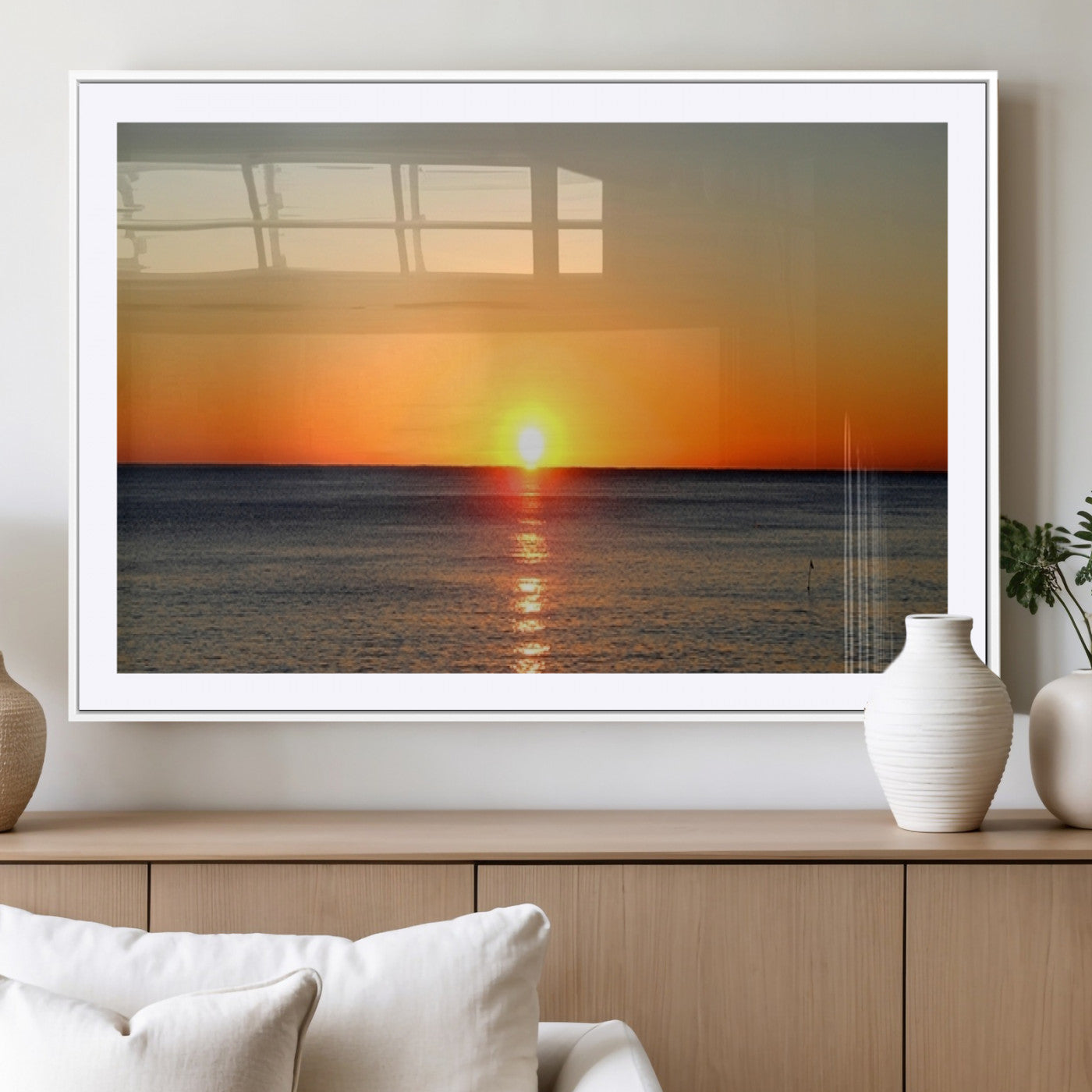54676-MGV-CV-36X24-Golden Horizon Sunset Over Ocean Wall Art Canvas Print – Tropical Beach Canvas Wall Art – Giclee