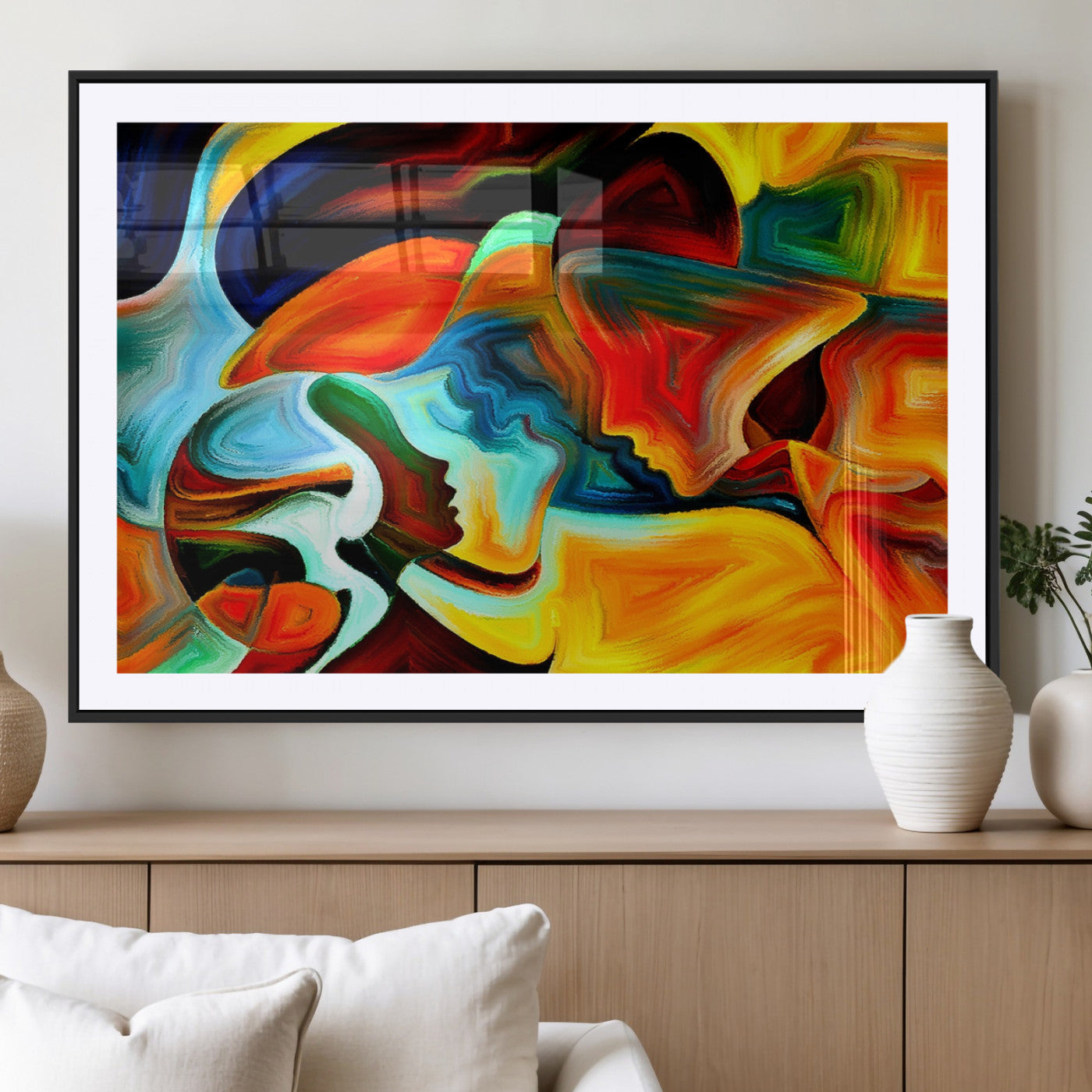 70242-MGV-CV-36X24-Human Love Figures Abstract Wall Art Canvas Print