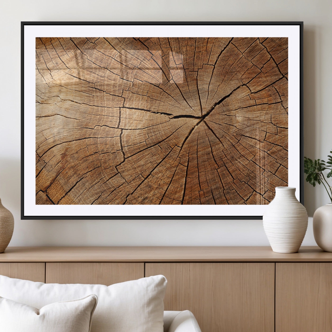 61710-MGV-CV-36X24 - Tree Ring Canvas Art, Rustic Wood Grain Wall Art, Tree Slice Decor for Modern Homes, Giclee