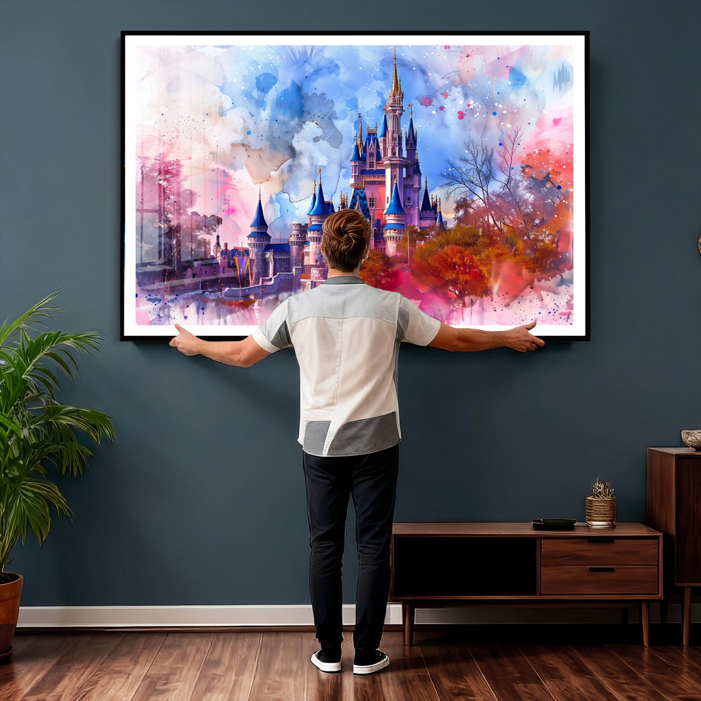 58662-MGV-CV-36X24 - Disney Wall Art: Dreamy Watercolor Cinderella Castle Canvas Print