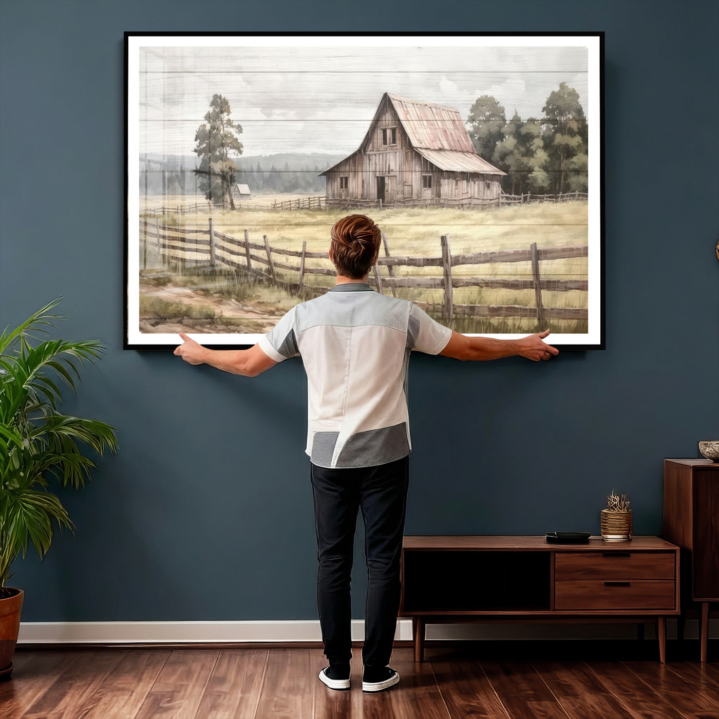 87489-MGV-CV-36X24 - Rustic Farmhouse Barn Wall Art | Framed Gallery Wrap Barn Giclee Canvas Print for Farmhouse Decor