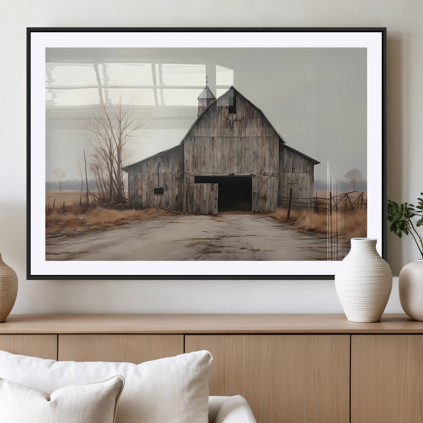 11602-MGV-CV-36X24 - Farmhouse Rustic Barn Wall Art Canvas Print – Framed and Ready to Hang – Perfect Addition to