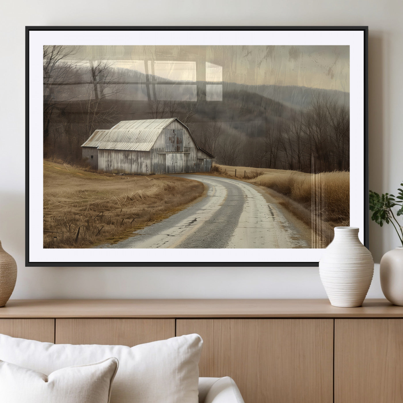 10376-MGC-FP-36x24_Black-Vintage Barn for Farmhouse Wall Decor Canvas Print