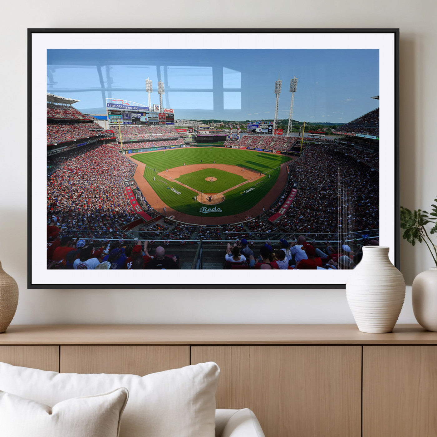 90998-MGV-CV-36X24-Cincinnati Reds Baseball Canvas Print - Great American Ball Park Stadium Wall Art Canvas Print