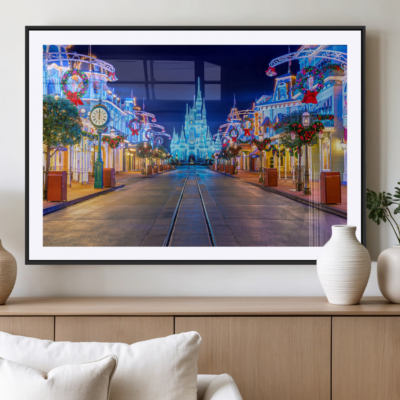 12470-MGV-CV-36X24-Disney Castle Wall Art – Large Magic Kingdom Canvas Artwork, Fairytale Design, Kids Room Christmas Decor for Home, Office