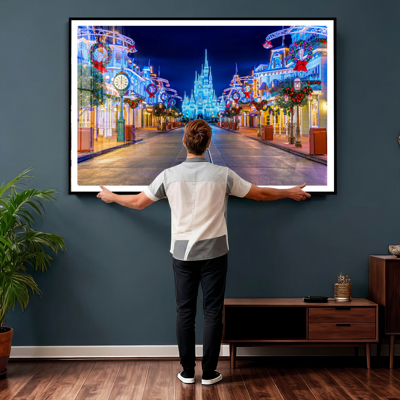 12470-MGV-CV-36X24 - Disney Wall Art | Castle Large Wall Art Disney Magic Kingdom Print for Kids Room Decoration | Disney