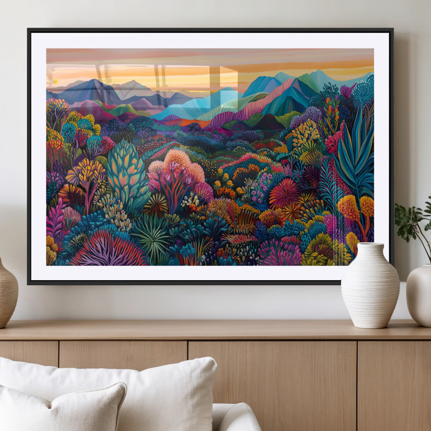 63728-MGV-CV-36X24-Colorful Abstract Landscape Wall Art Print Canvas - Vibrant Modern Decor for Living Room, Office, or