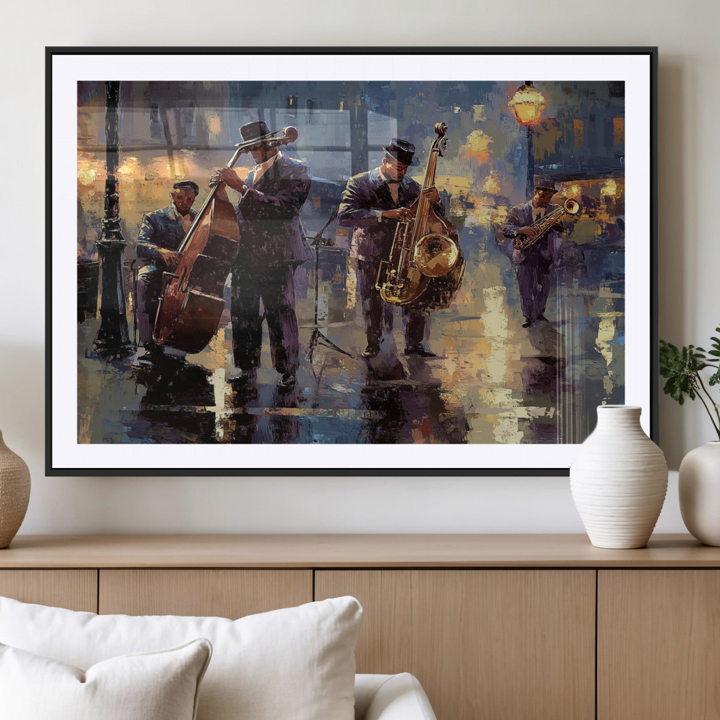 -Afro Abstract Jazz Music Canvas Print - African American Wall Art - Colorful Framed Afro Abstract