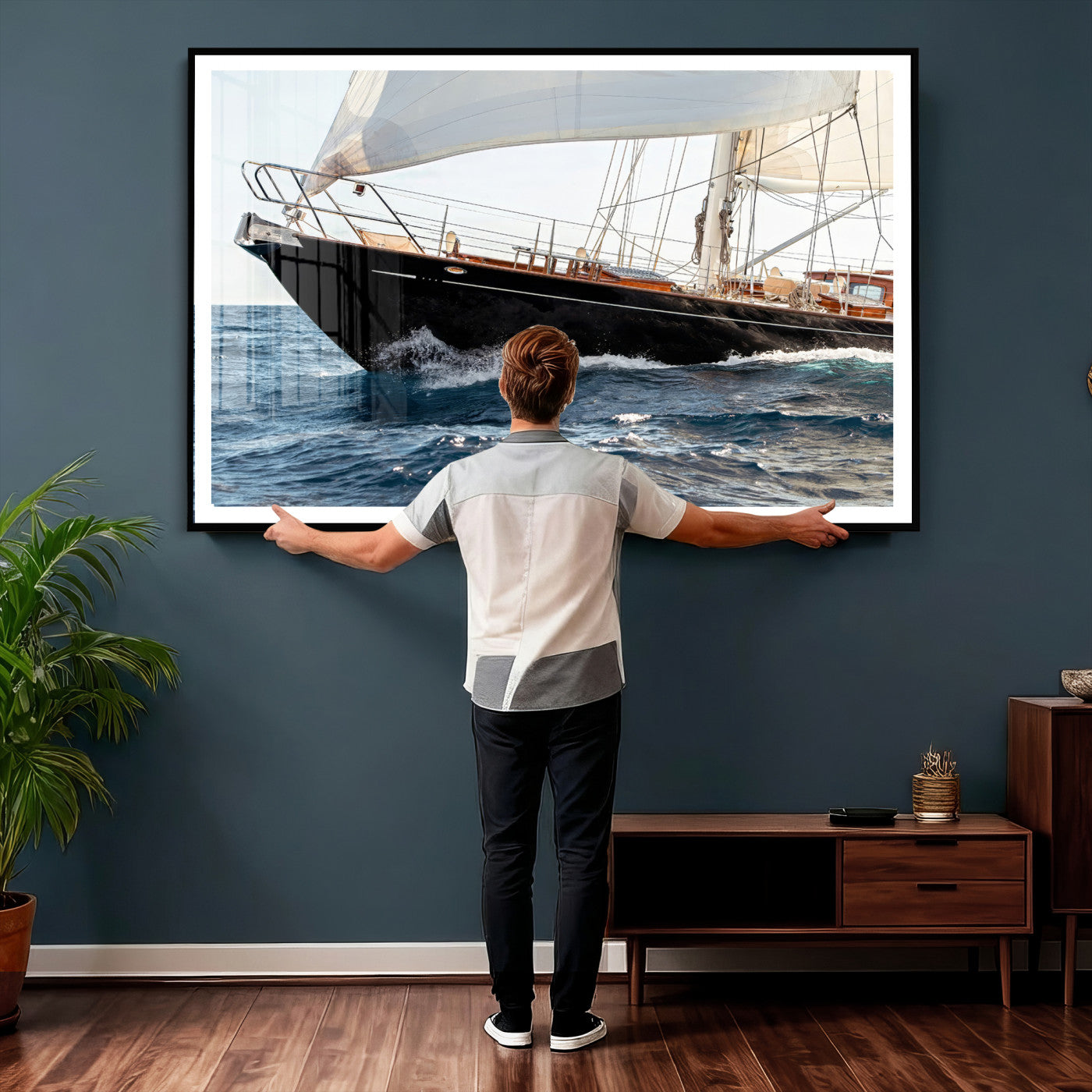 97168626-MGV-CV-36X24 - Boat Yacht Wall Art – Ocean Waves & Sailing Adventure Canvas Print, Nautical Elegance & Marine Journey for Living Room or Luxury Decor