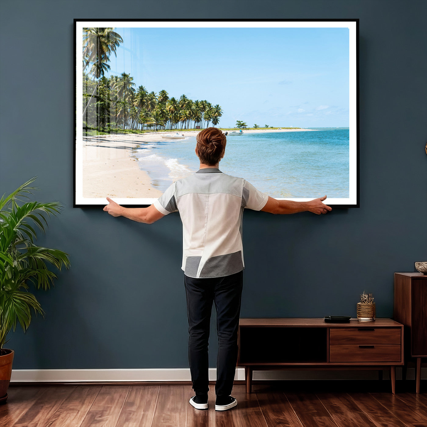 37858872-MGV-CV-36X24 - Palm Tree Paradise Coastal Wall Art – Beach Scene and Ocean Breeze Canvas Print Tranquil Tropical Shore Decor for Living Room, Bedroom or Office