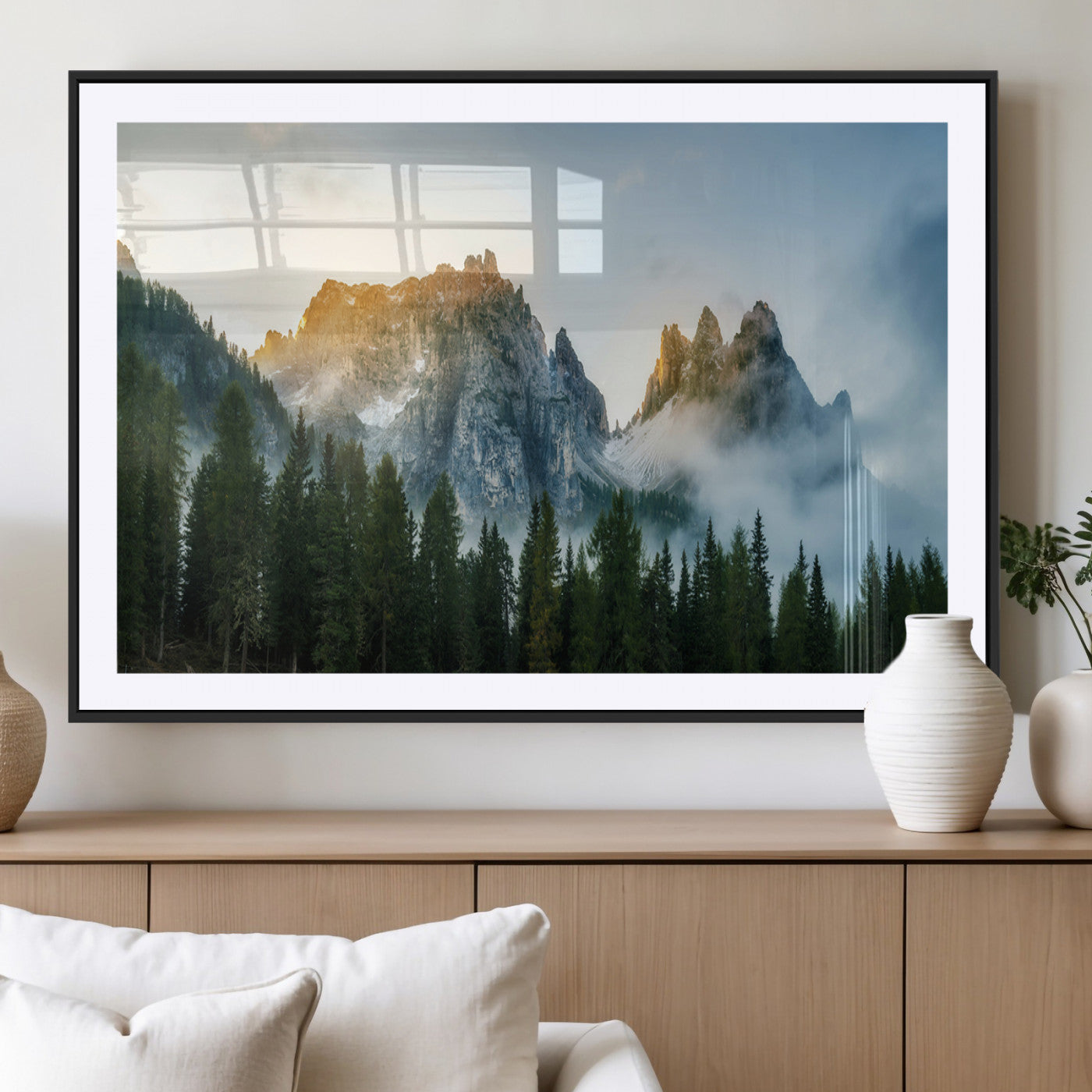 21145440-MGV-CV-36X24-Wilderness Wall Art Canvas Print – Misty Forest Nature Landscape Photography Rustic Scenic Artwork for Home, Office