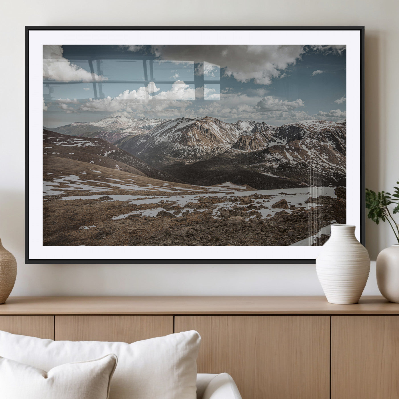 44565953-MGV-CV-36X24-Mountain Landscape Wall Art Canvas Print – Framed Snowy Peaks Rugged Highlands Nature Scene Artwork for Home Office