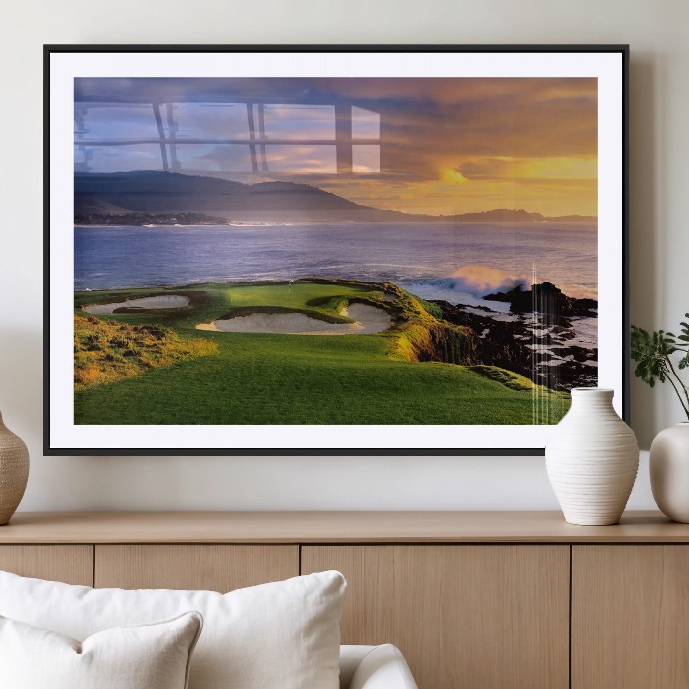 73699248-MGV-CV-36X24-Pebble Beach Golf Wall Art Canvas Print – Iconic Coastal Golf Course Artwork for Home, Office, Living Room