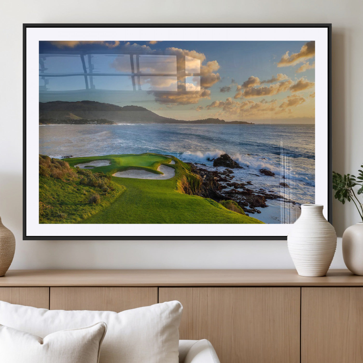 50107048-MGV-CV-36X24-Pebble Beach Golf Links Wall Art Canvas Print – Iconic Coastal Golf Course Artwork for Home, Office, Living Room