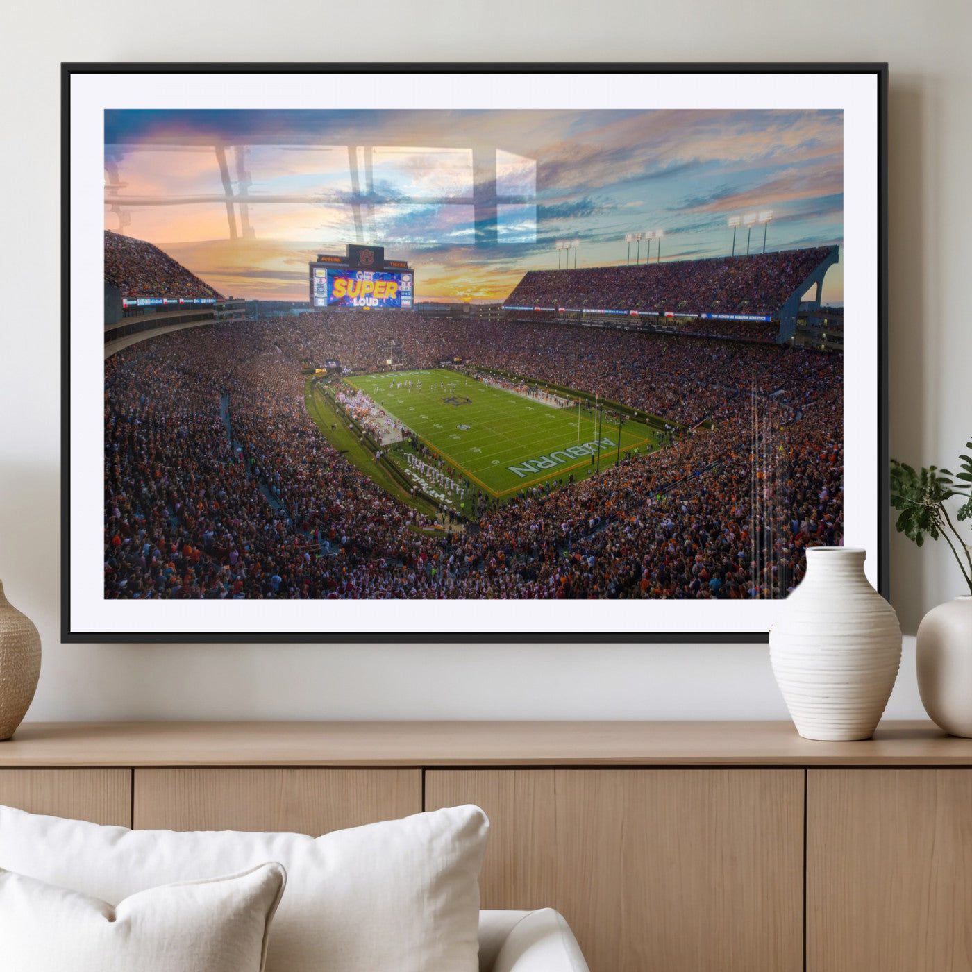29755746-MGC-FP-36x24_Black-Jordan-Hare Stadium Wall Art Canvas Print, Football Stadium Aerial View, College Sports Art for Man Cave or Game Room