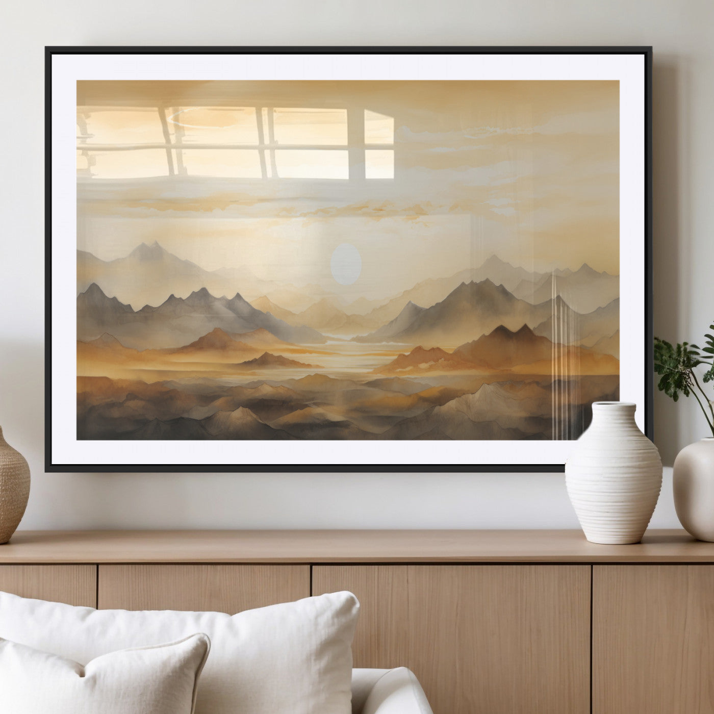 Nihat1-29-MGV-CV-36X24-Sepia Color Abstract Mountain Wall Art Canvas Print