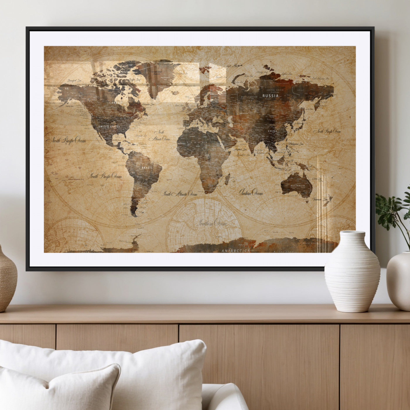 14542905-MGC-FP-36x24 - Push Pin World Map Canvas Print – Travel Tracker Wall Art for Couples, Perfect Anniversary Gift for Home or Office Decor