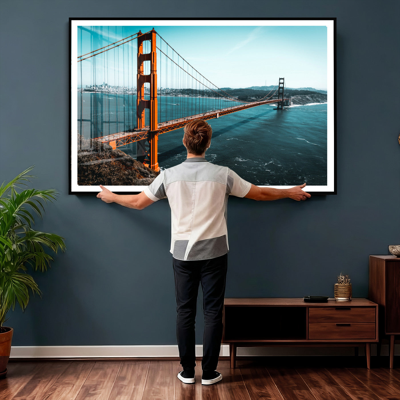 73996404-MGV-CV-36X24 - Golden Gate Bridge Wall Art Canvas Print – San Francisco Landmark Photography Artwork Print for Living Room, Office, and Modern Decor