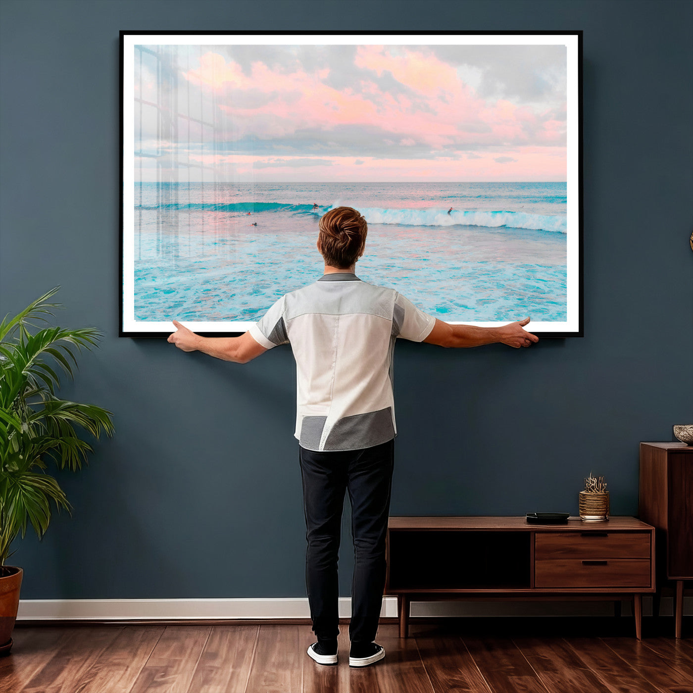 73216461-MGV-CV-36X24 - Ocean Wave Wall Art Canvas Print, Pastel Surf Seascape Photography, Coastal Beach Wall Decor