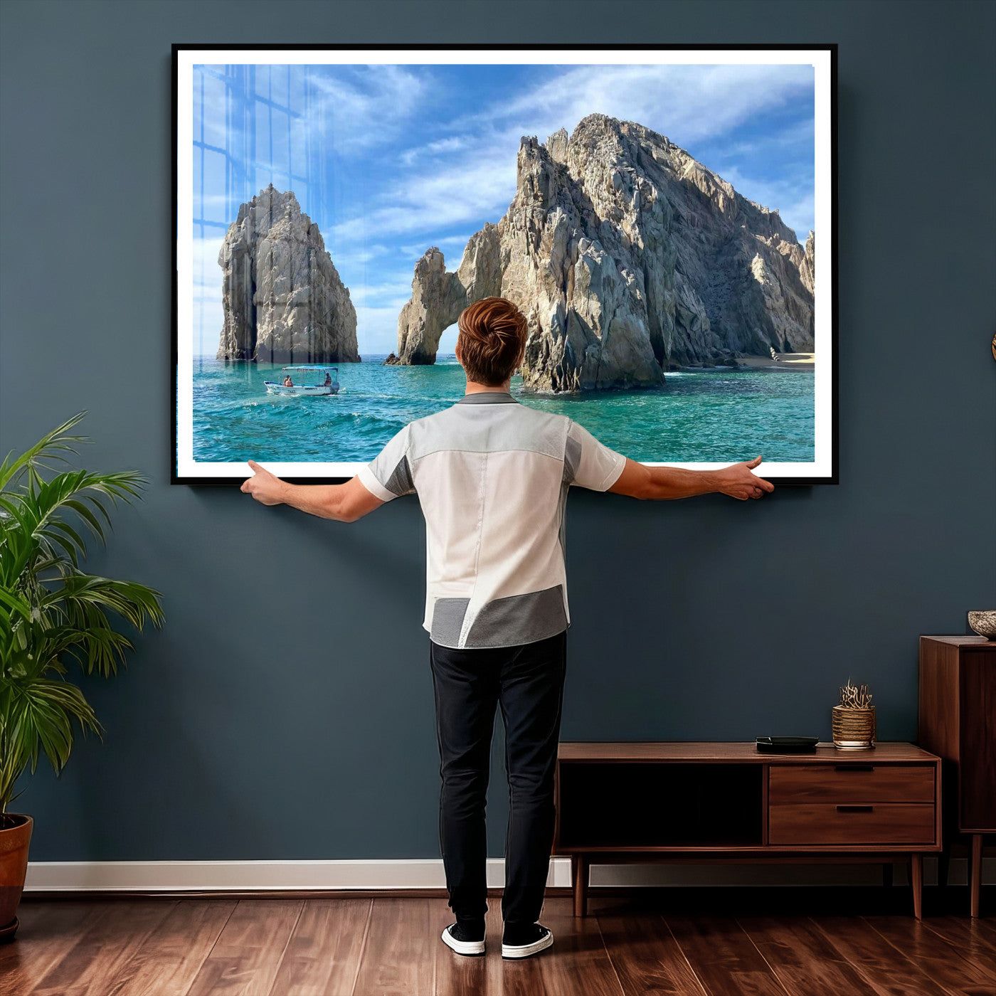20946478-MGV-CV-36X24 - El Arco Cabo San Lucas Ocean Arch Wall Art Canvas Print, Baja California Rock Arch Seascape Canvas Print, Mexico Coastal Landmark Scenic Art Printing