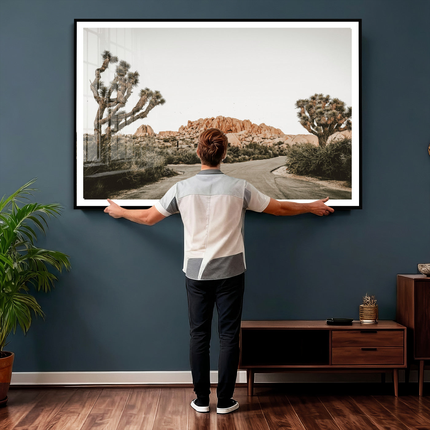 97248544-MGV-CV-36X24 - Joshua Tree Desert Wall Art Canvas Print, Minimal Southwestern Landscape Nature Wall Decor for Modern and Boho Interiors