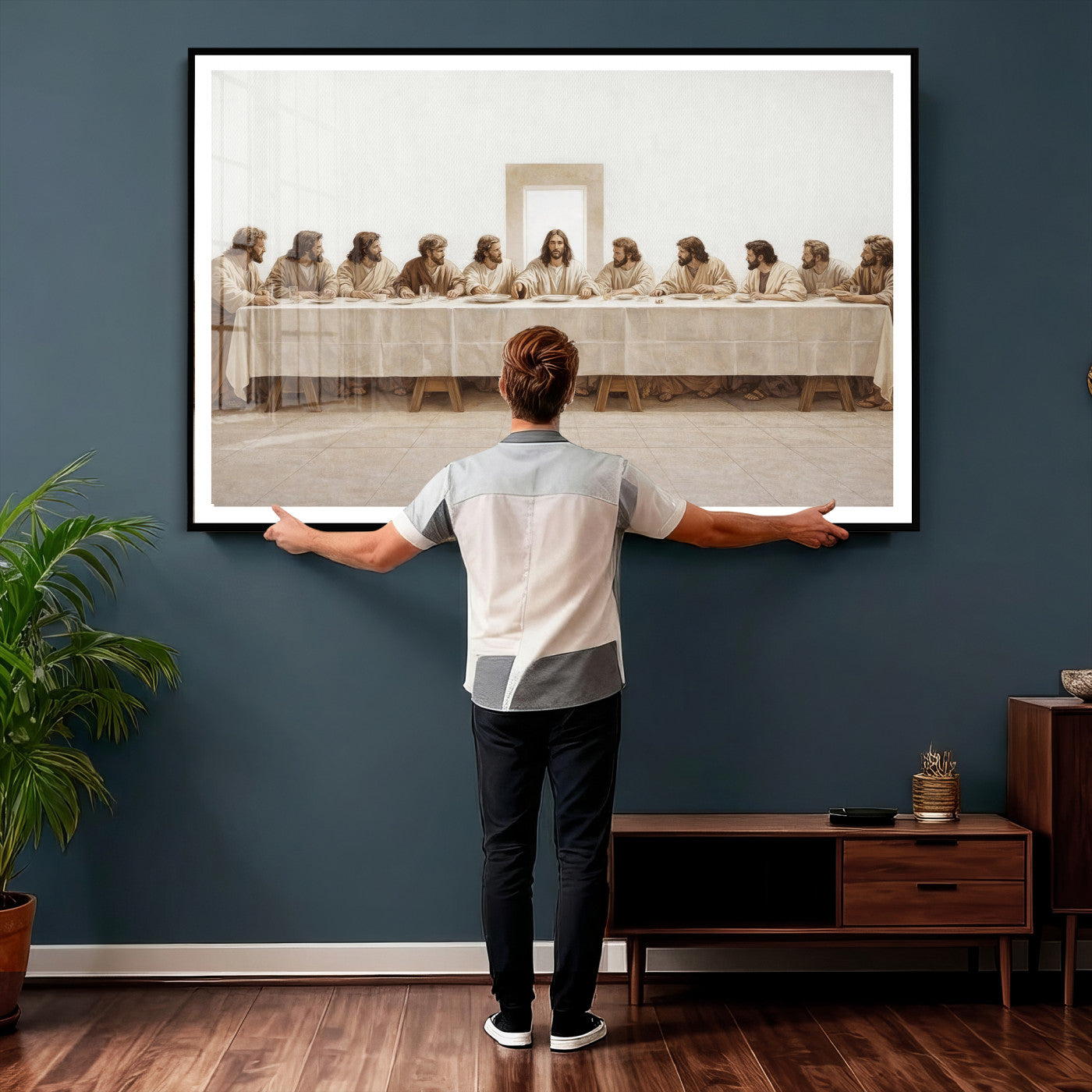 76380069-MGV-CV-36X24 - The Last Supper Wall Art Canvas Print, Jesus Christ Biblical Scene Canvas Print, Christian Religious Artwork for Church Living Room Decor