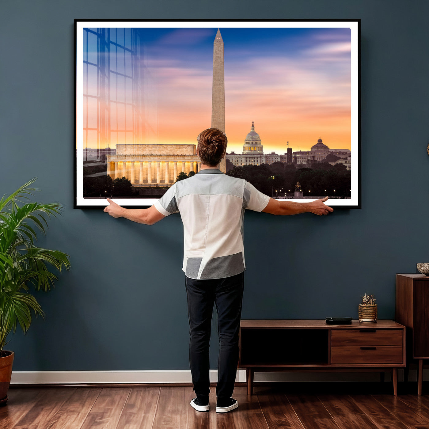 72704063-MGV-CV-36X24 - Washington DC Skyline Wall Art Canvas Print – Lincoln Memorial, Washington Monument & Capitol Artwork Print