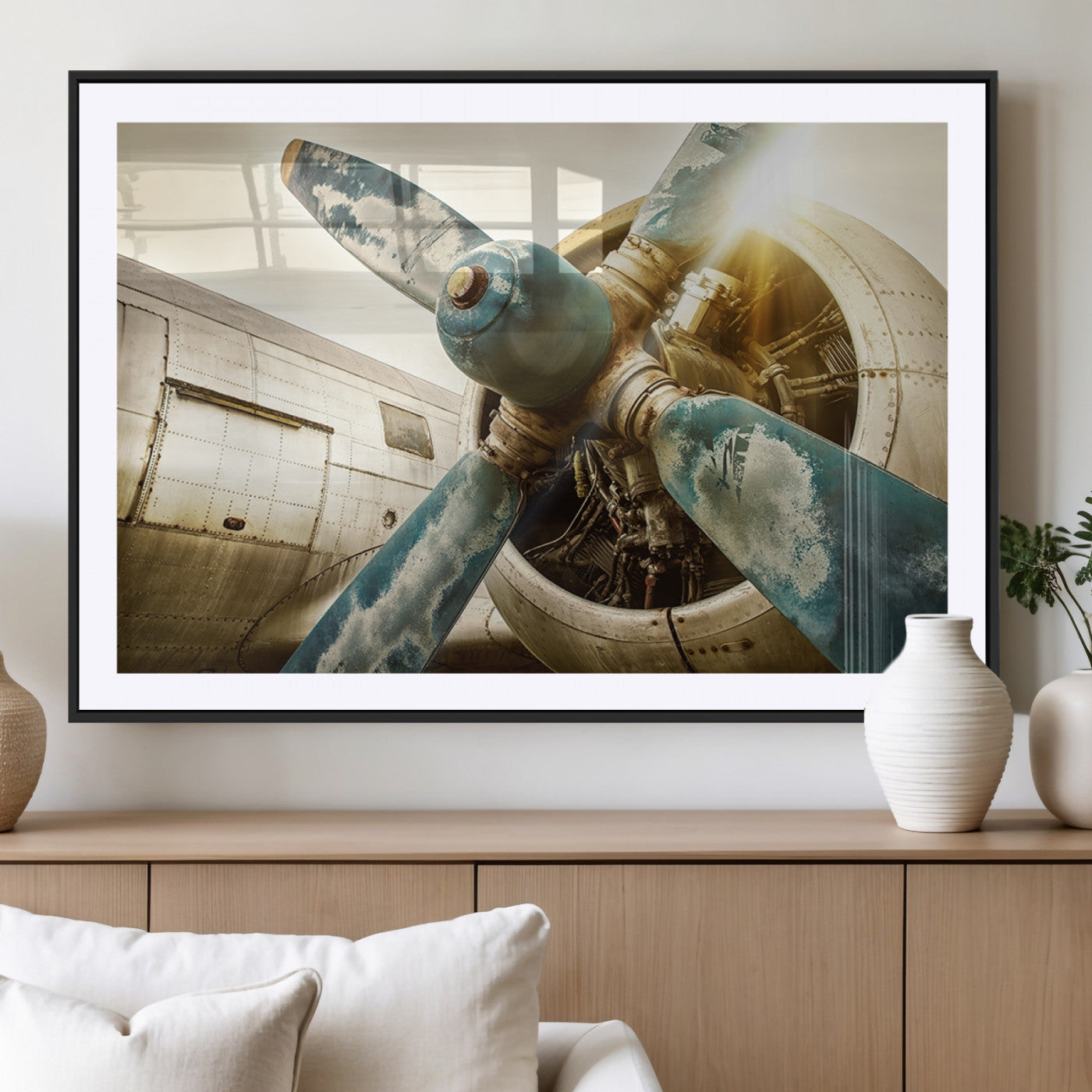 14106-MGC-FP-36x24_Black-Vintage Airplane Canvas Print