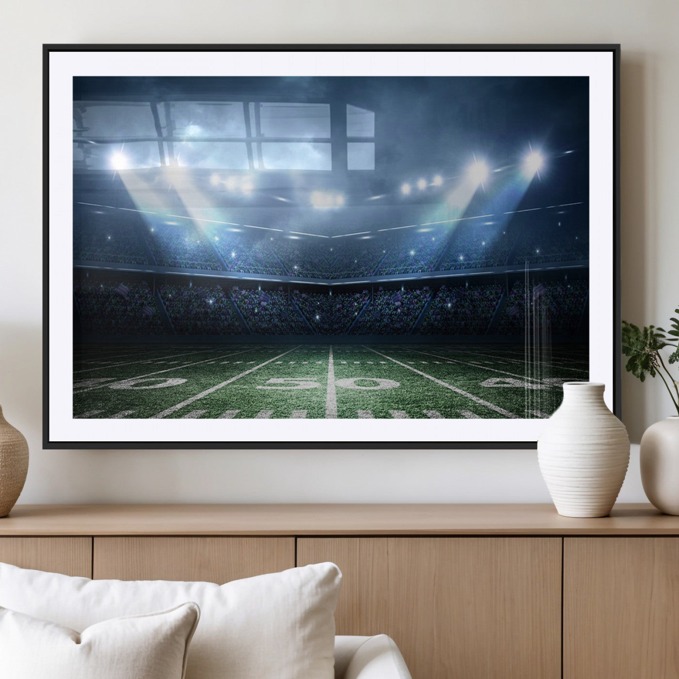 74741-MGV-CV-36X24-American Football Stadium Wall Art Canvas, American Football Stadium Canvas Print