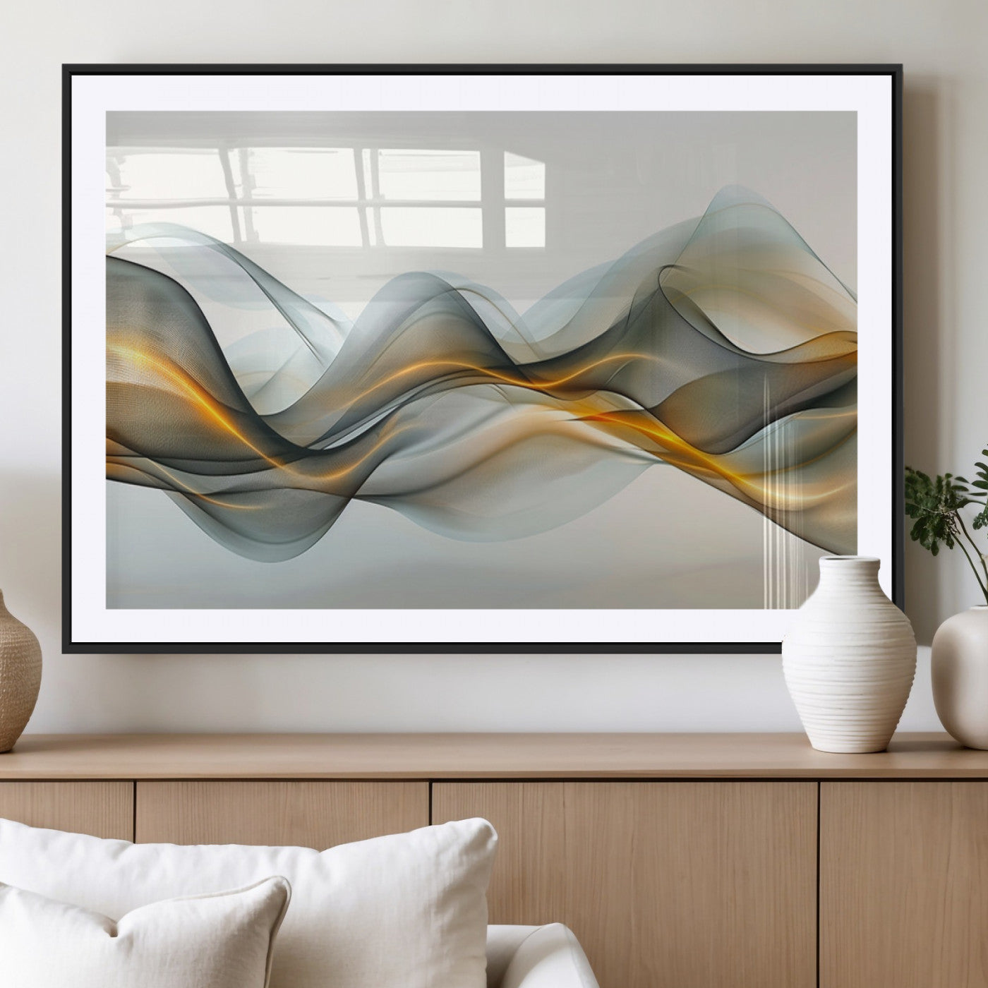 ES1001-MGV-CV-36X24-Abstract Wave Canvas Wall Art – Fluid Contemporary Elegance in Motion – Ready to Hang