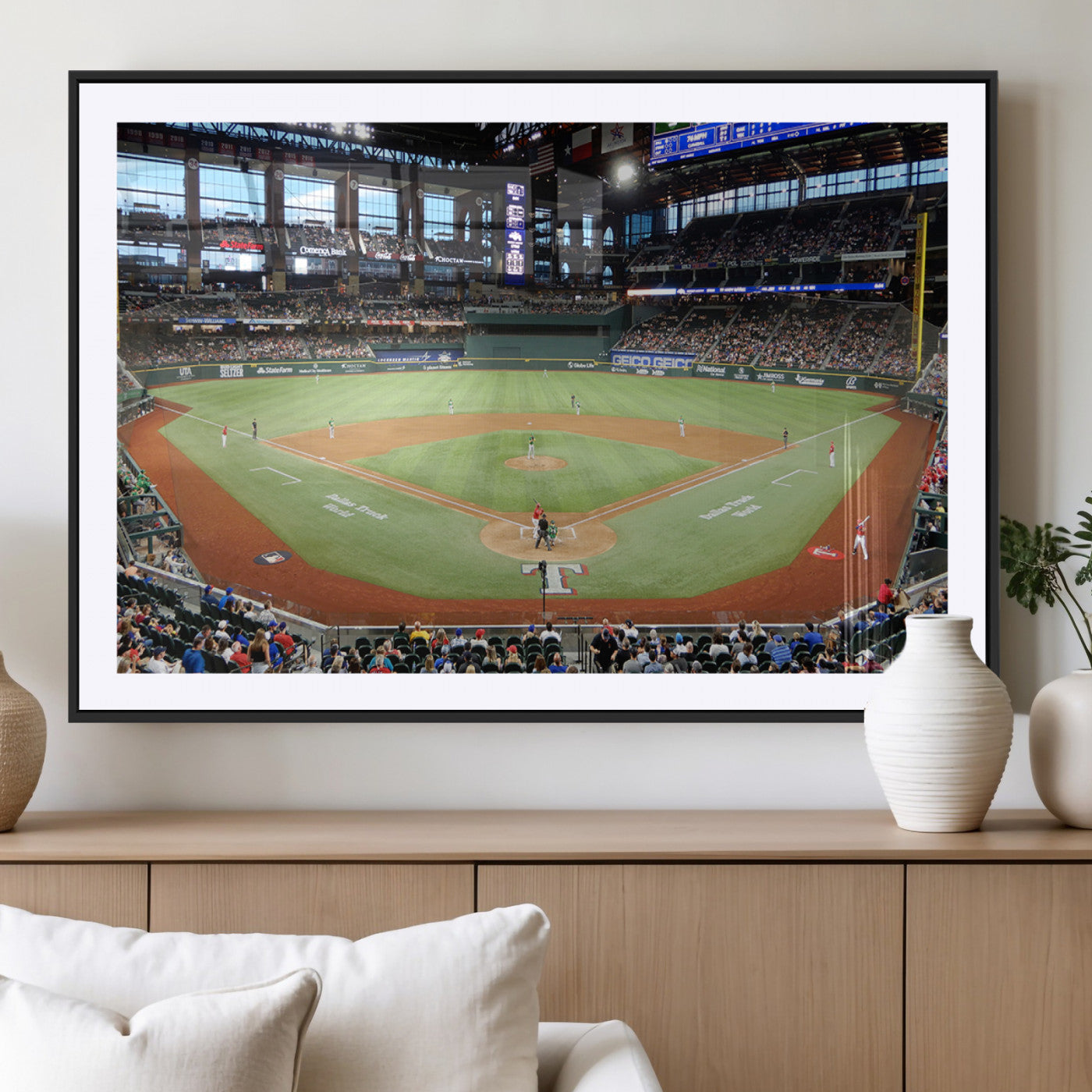 78468-MGC-FP-36x24_Black-Texas Rangers Baseball Team Print - Arlington Globe Life Field Stadium Canvas Print Wall Art