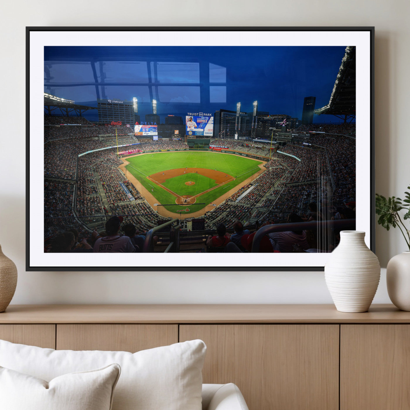 88590-MGC-FP-36x24_Black-Truist Park Night Game Canvas Art - Atlanta Braves Stadium Wall Art Canvas