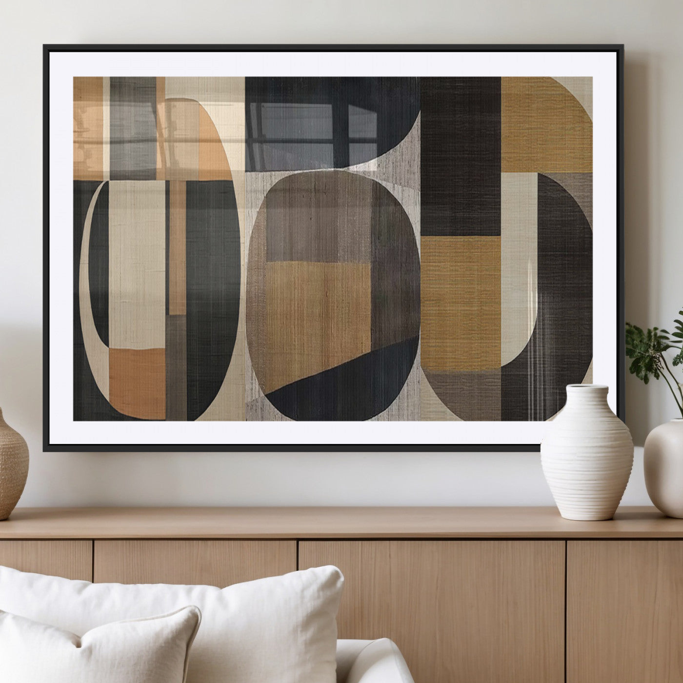 84035-MGV-CV-36X24-Modern Brown Wabi Sabi Wall Art Canvas Print Set – Framed Minimalist Abstract Artwork for Home, Office Decor