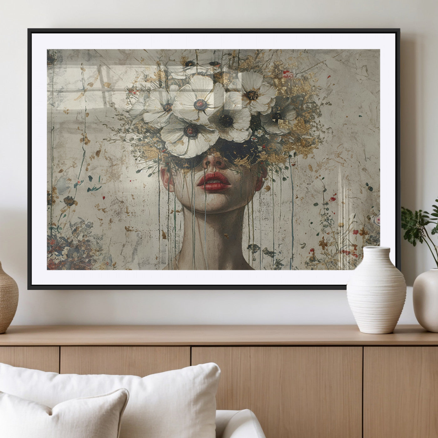 72759-MGV-CV-36X24-Abstract Floral Women Patel Wall Art Canvas Print