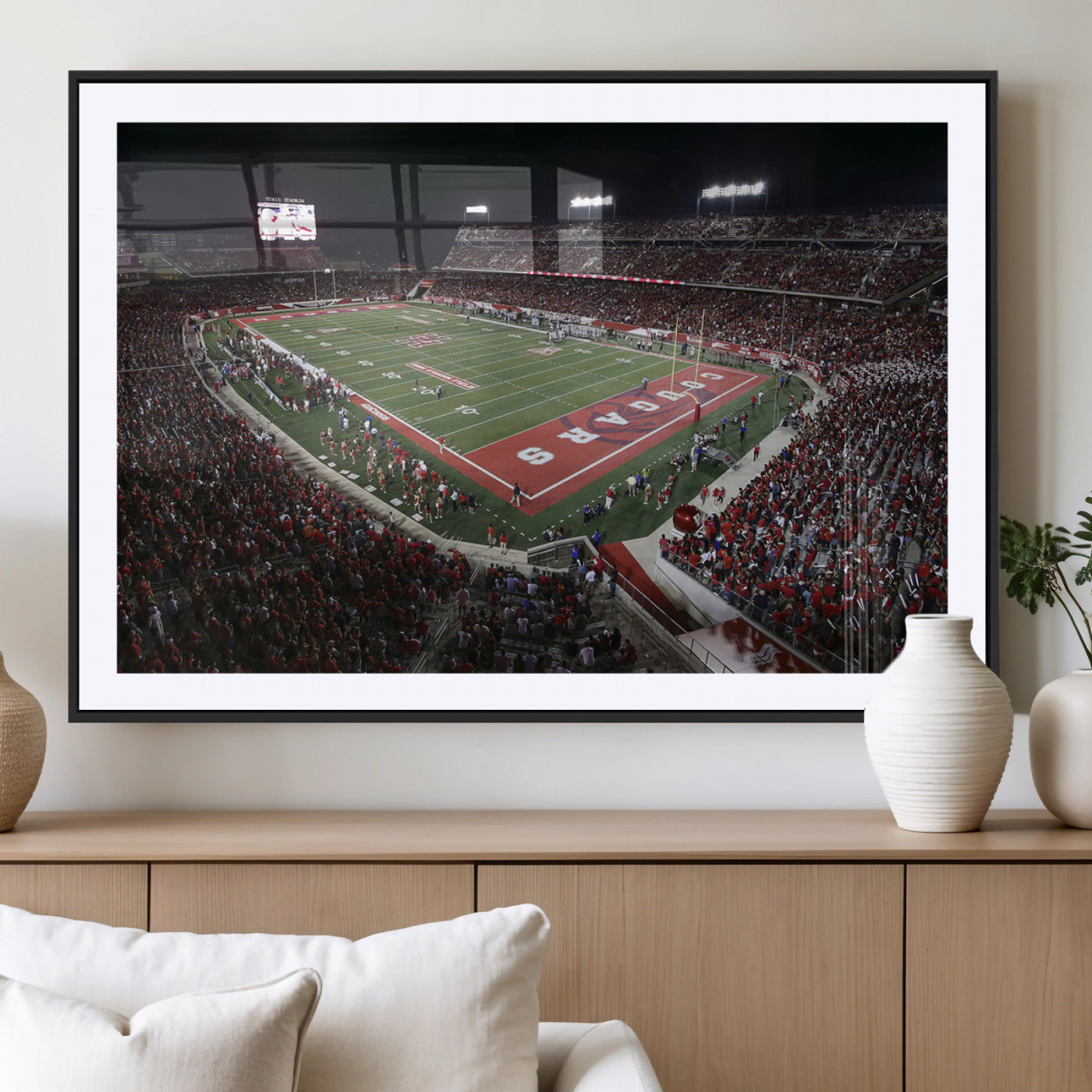 -Houston Cougars Football Team Print - Houston TDECU Stadium Wall Art Canvas Print