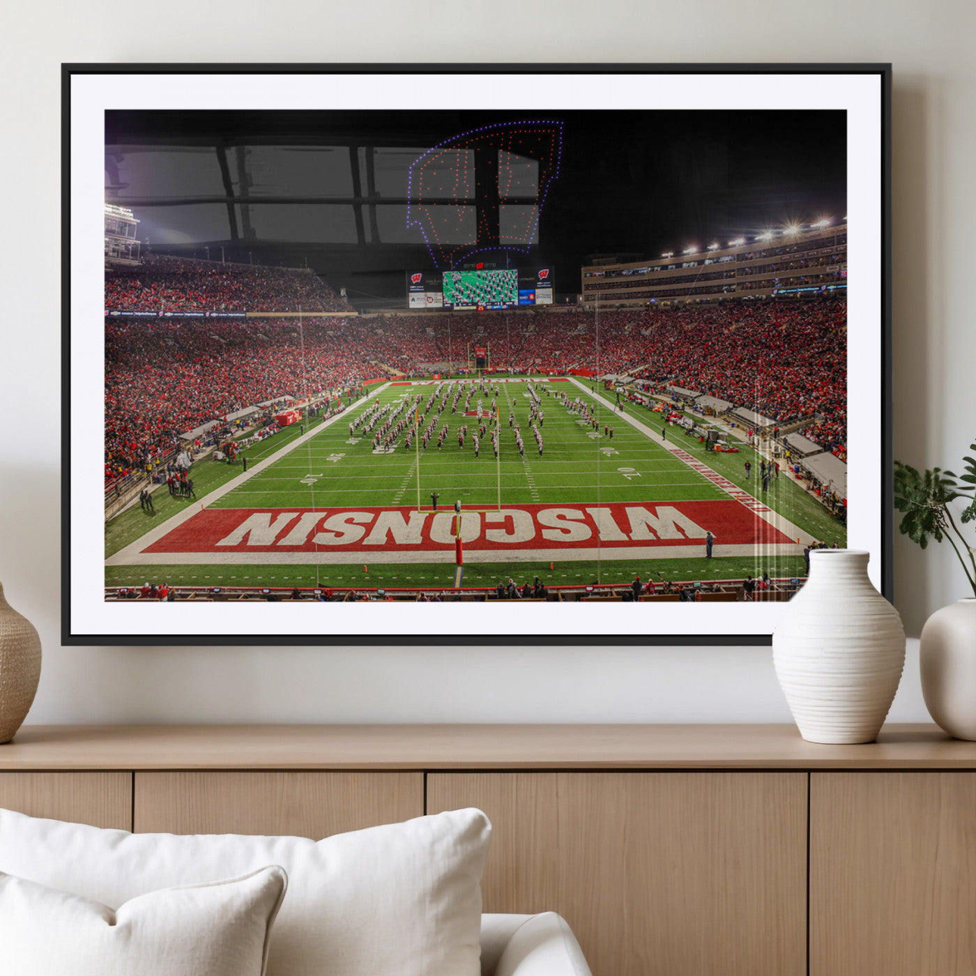 34125-MGV-CV-36X24-Wisconsin Badgers Football Team Print Canvas- Madison Camp Randall Stadium Wall Art Canvas Print