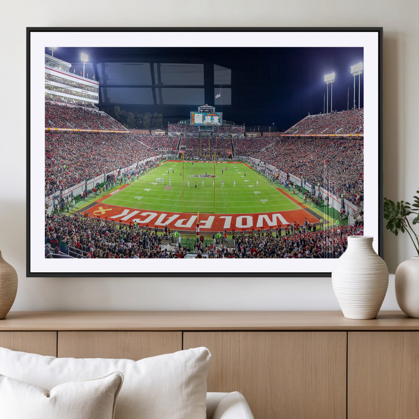 80943-MGV-CV-36X24-Wolfpack Football Team Print - Raleigh Carter-Finley Stadium Wall Art Canvas Print