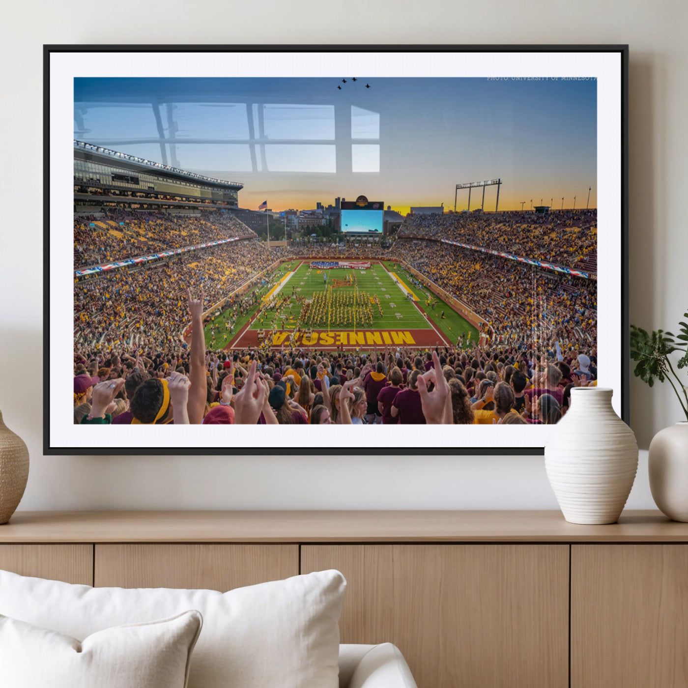 63452-MGV-CV-36X24-University of Minnesota Golden Gophers Football Team Print - Minneapolis Huntington Bank Stadium