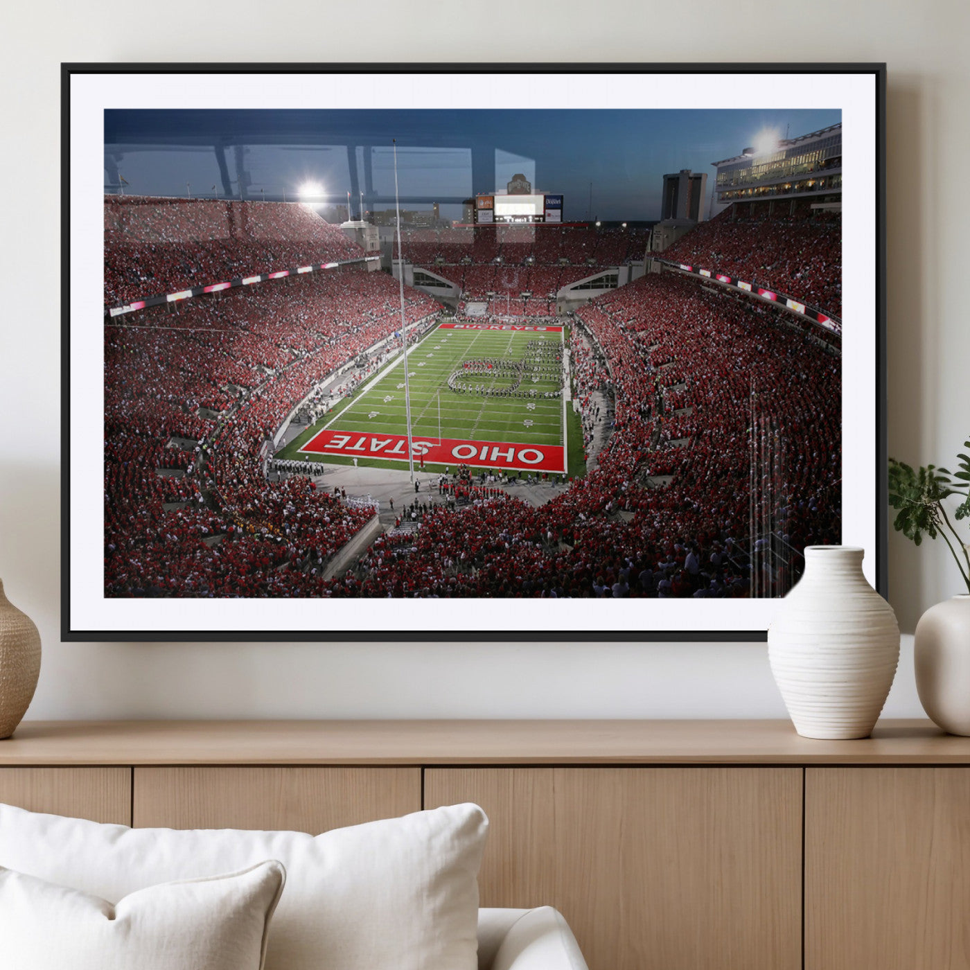 98743-MGV-CV-36X24-Ohio State University Buckeyes Football Team Print - Columbus Ohio Stadium Wall Art Canvas Print