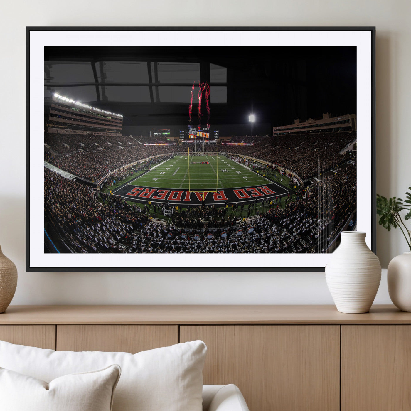 -Framed Texas Tech Red Raiders Stadium Canvas, Texas Tech Red Raiders Football Team Print - Lubbock