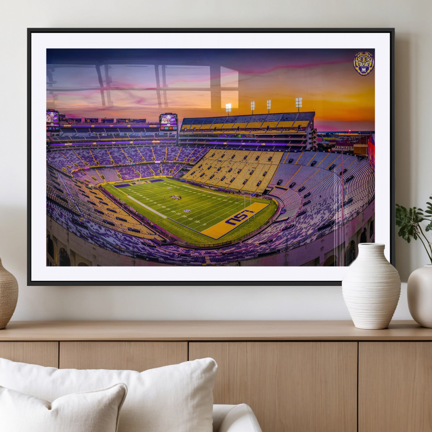 93538-MGV-CV-36X24-The Louisiana State University Tigers Football Team Print - Baton Rouge Tiger Stadium Wall Art