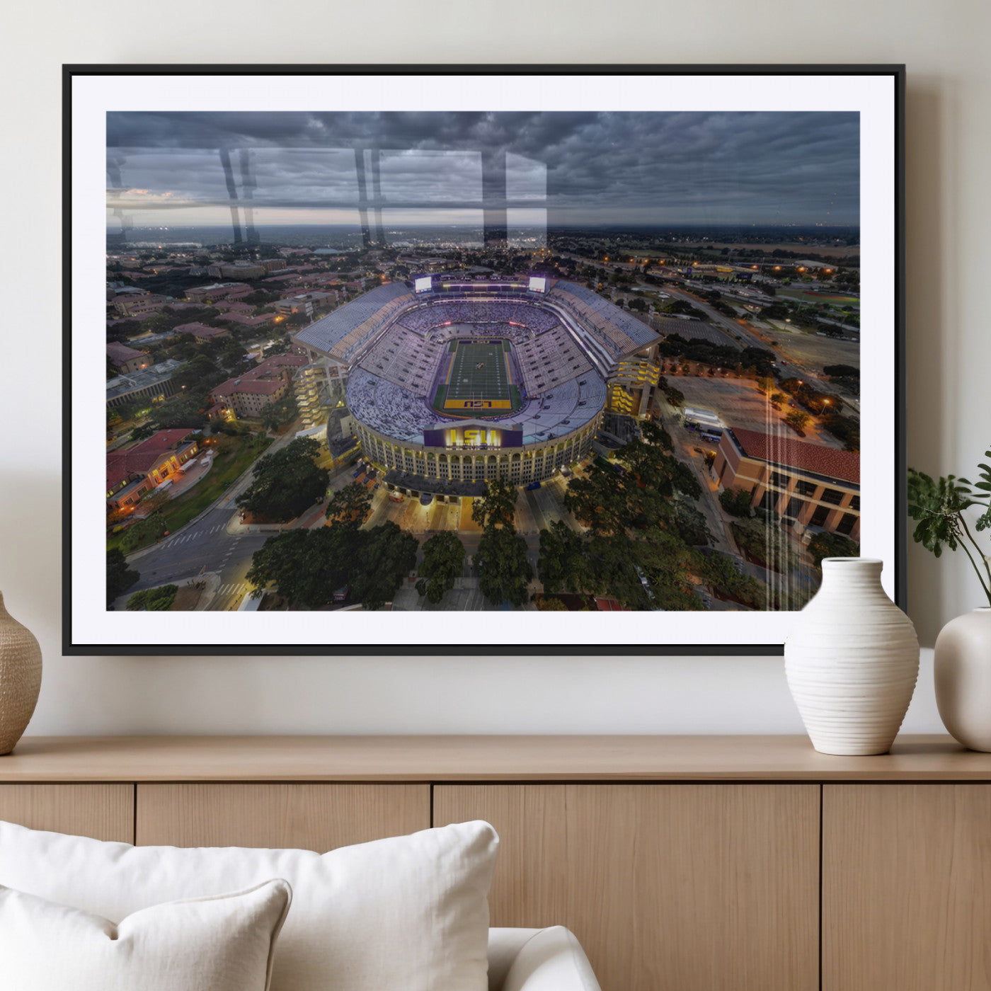 -The Louisiana State University Tigers Football Team Print - Baton Rouge Tiger Stadium Wall Art