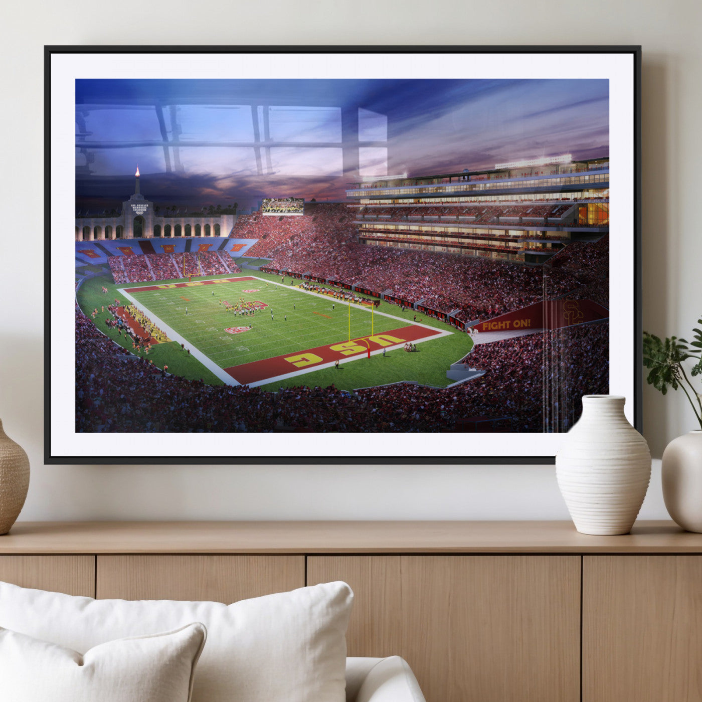 -The University of Southern California USC Trojans Football Team Print - Los Angeles Memorial